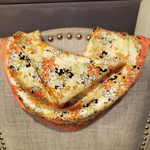 Floral Silk Scarf - Pink and Cream